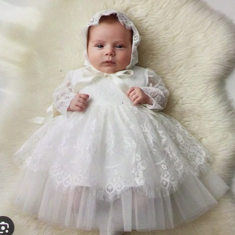 Curioeer Christening Dress Baby Girl 100% Cotton Size73 US ( 06- 12 )Months